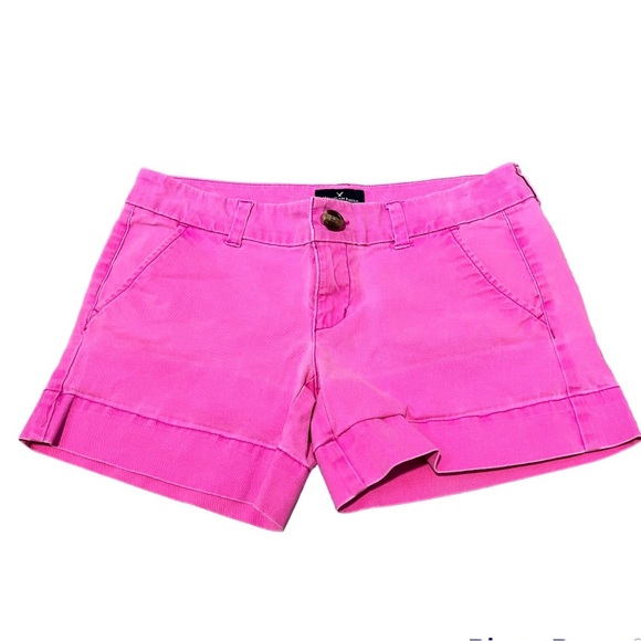 AE MIDI Stretch Shorts American Eagle Outfitters Pink Size 4 - Picture 1 of 7